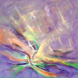 Cuadro abstracto de una colorida aurora boreal, cuadrado, decorativo, en venta