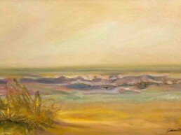 Oil painting of a wonder Mediterranean orange coast